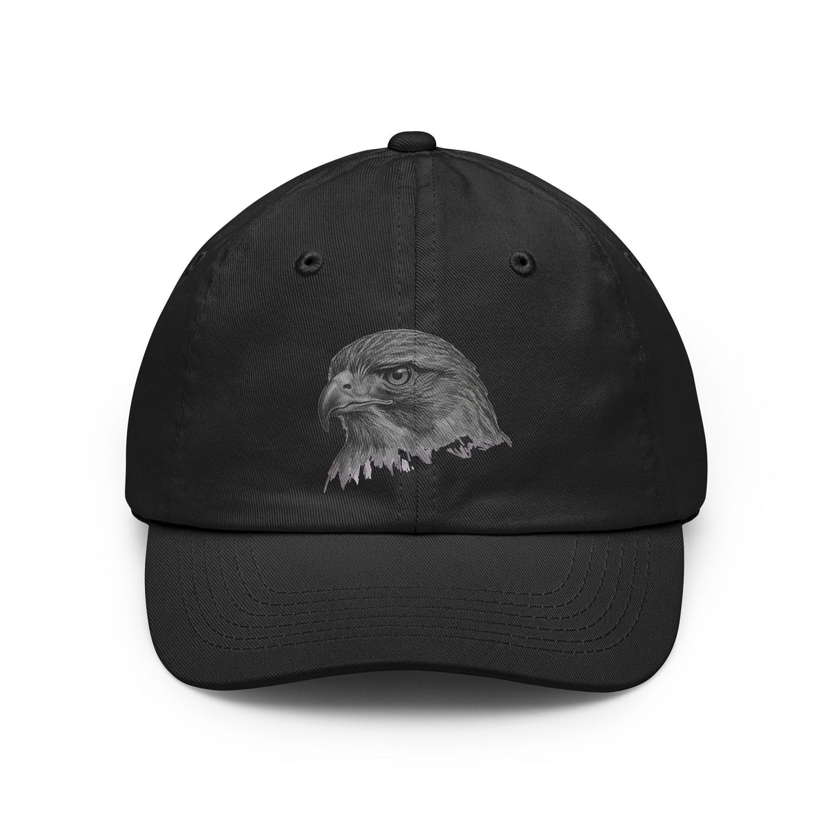 Color: Black | Pencil Sketch Art Red-Tailed Hawk Dad Hat