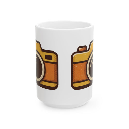 "Eyes Closed As Usual" White Ceramic Mug — Graphic