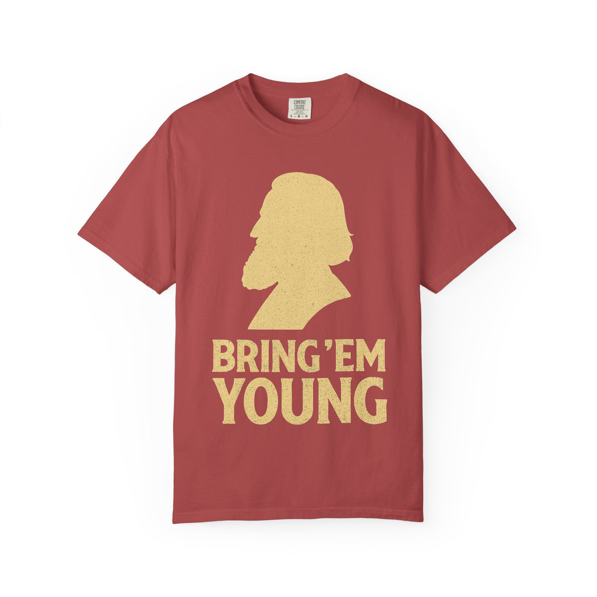 Color: Crimson | Bring 'Em Young Unisex Garment-Dyed T-shirt