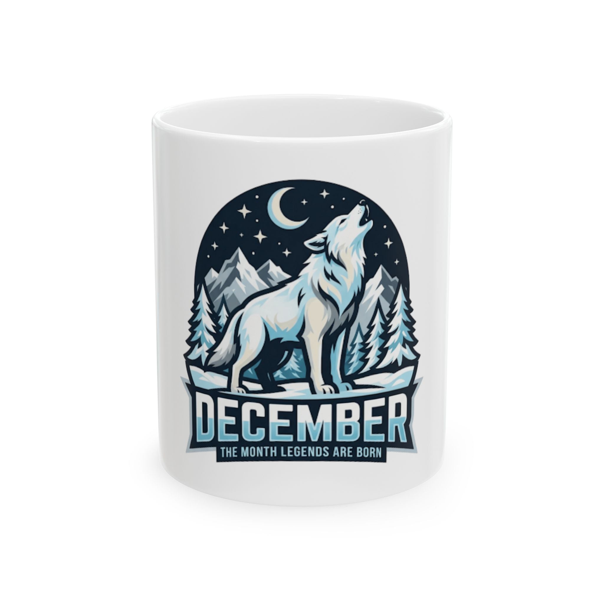 "December Legend" White Ceramic Mug