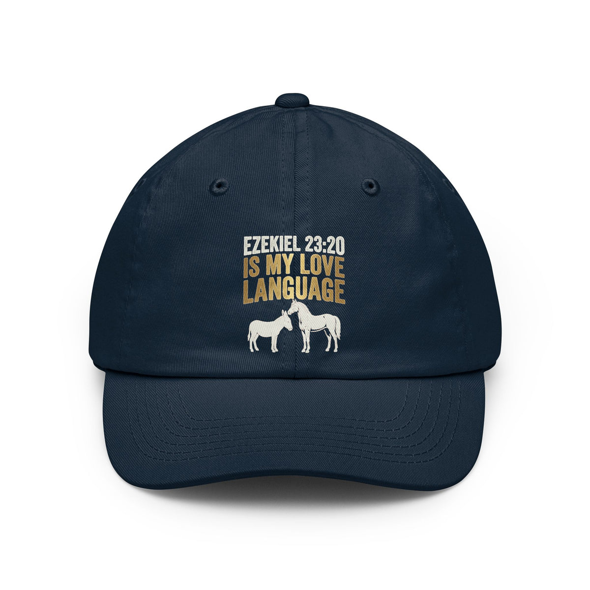 Color: Navy | Good Book Series Ezekiel 23 20 Love Language Dad Hat