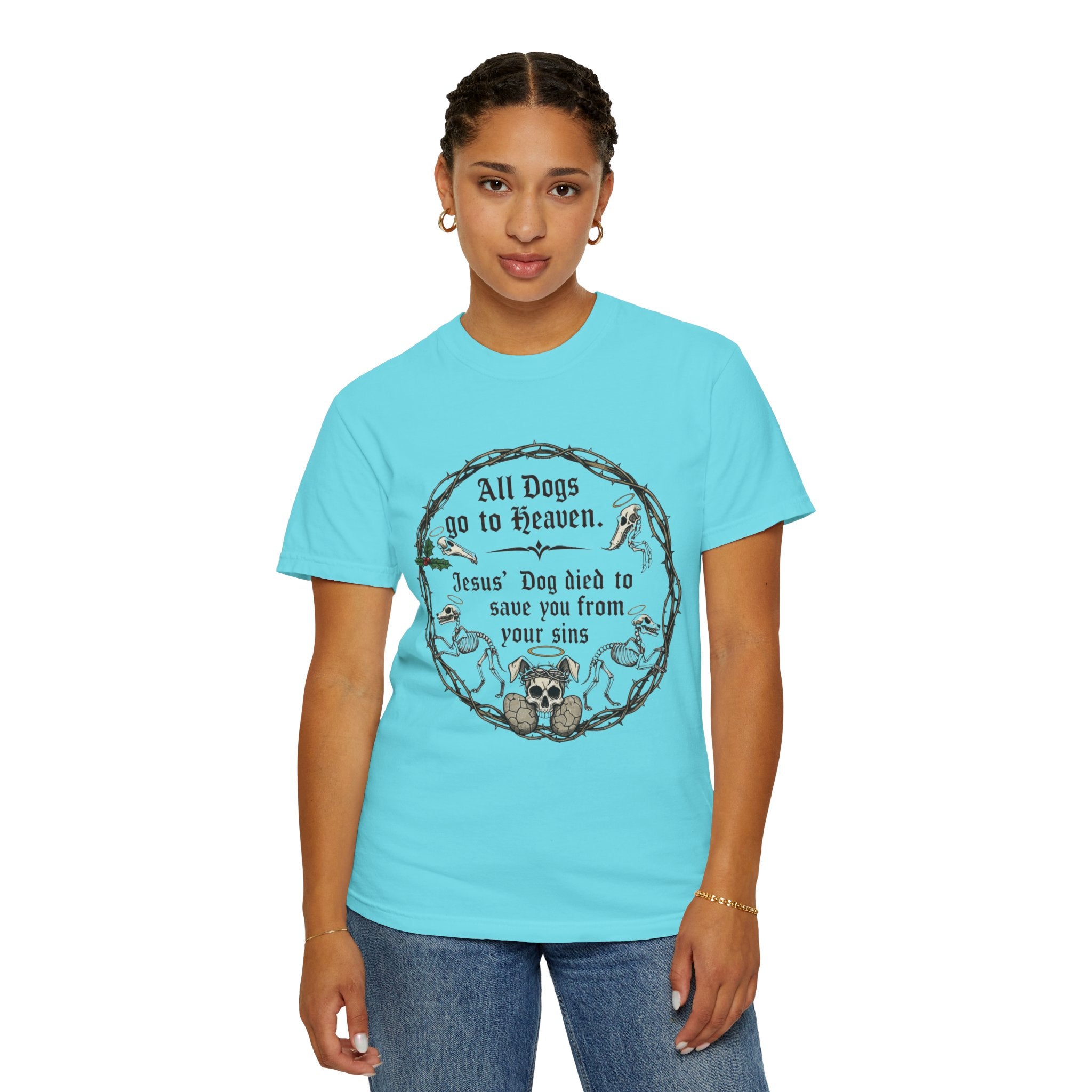 "All Dogs Go to Heaven" Unisex Garment-Dyed T-shirt