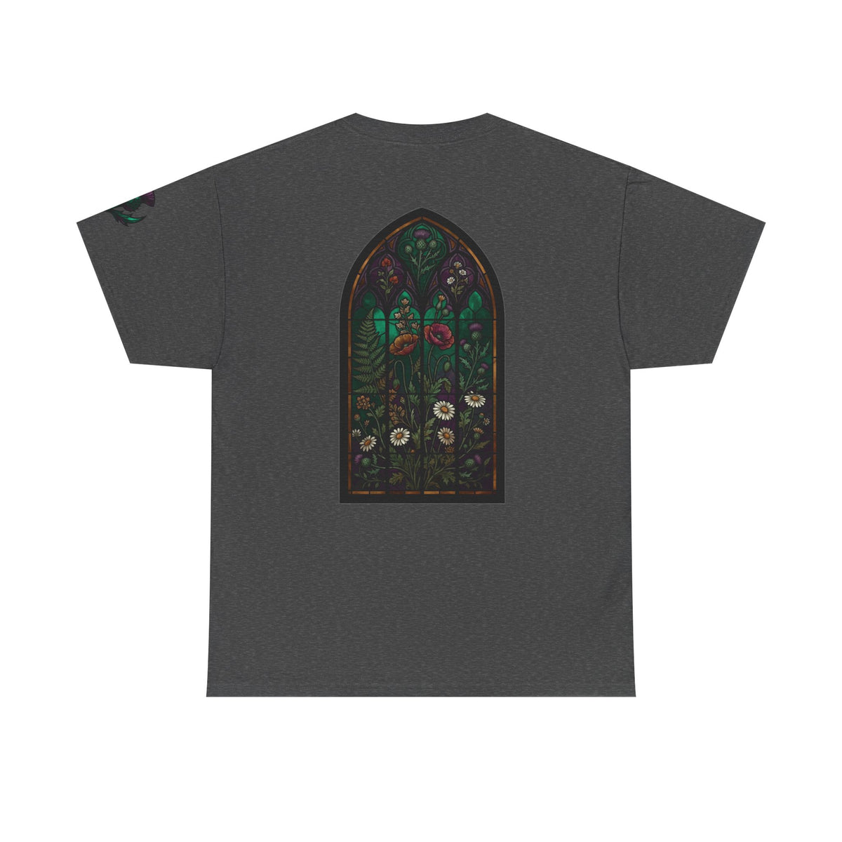 Color: Dark Heather | Stained Glass Floral Premium Graphic Tee