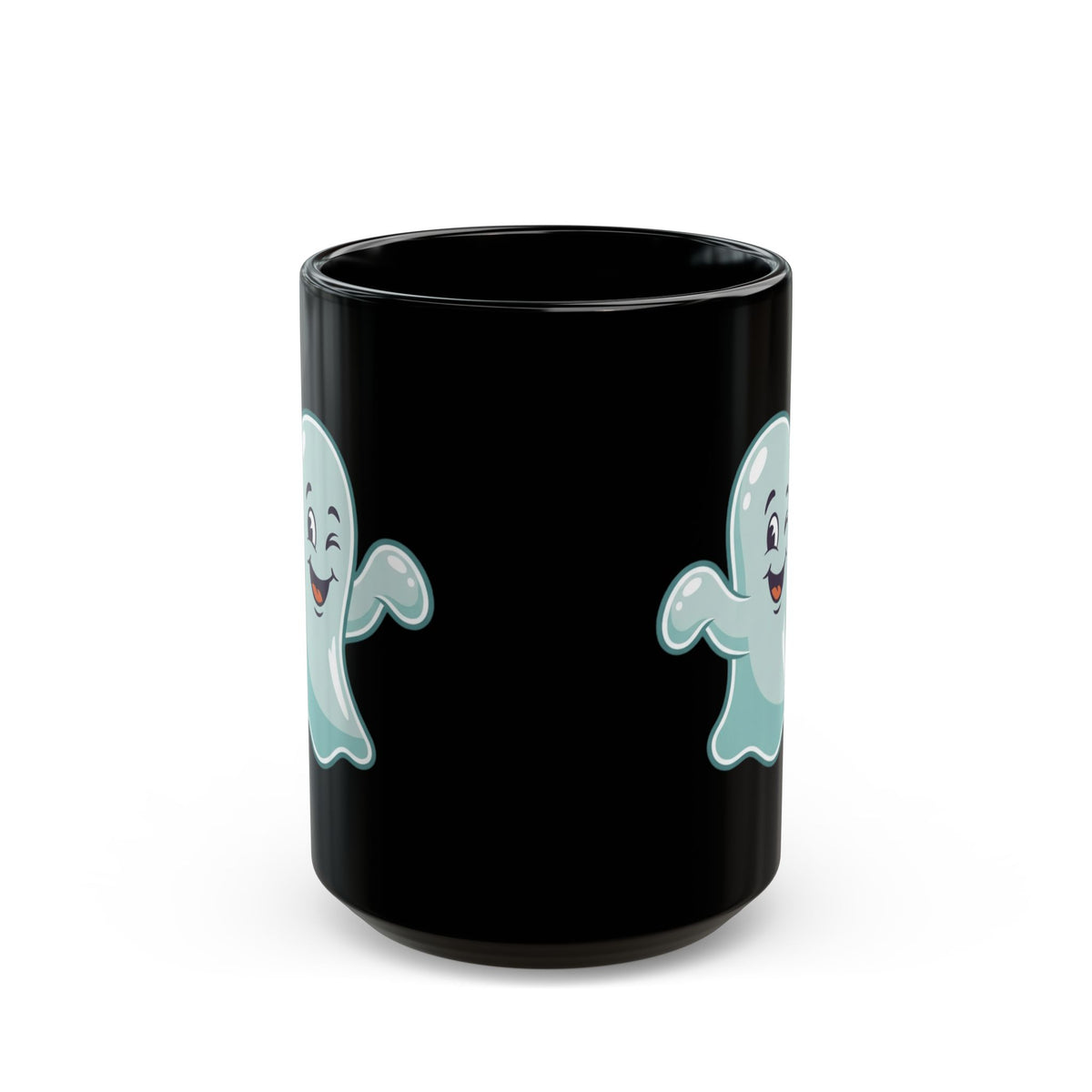 "Ghost Flakes" Black Ceramic Mug — Graphic