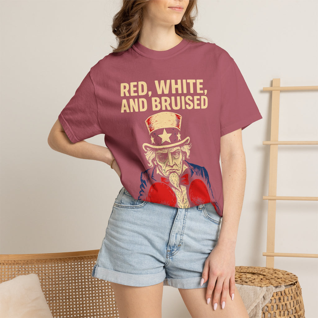 "RED, WHITE, AND BRUISED" Unisex Garment-Dyed T-shirt