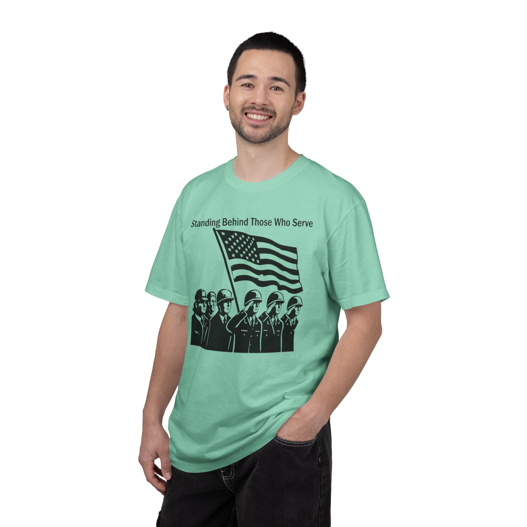 "Standing Behind Those Who Serve" Unisex Garment-Dyed T-shirt