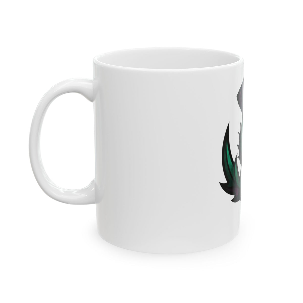 "Stained Glass Floral" White Ceramic Mug — Graphic