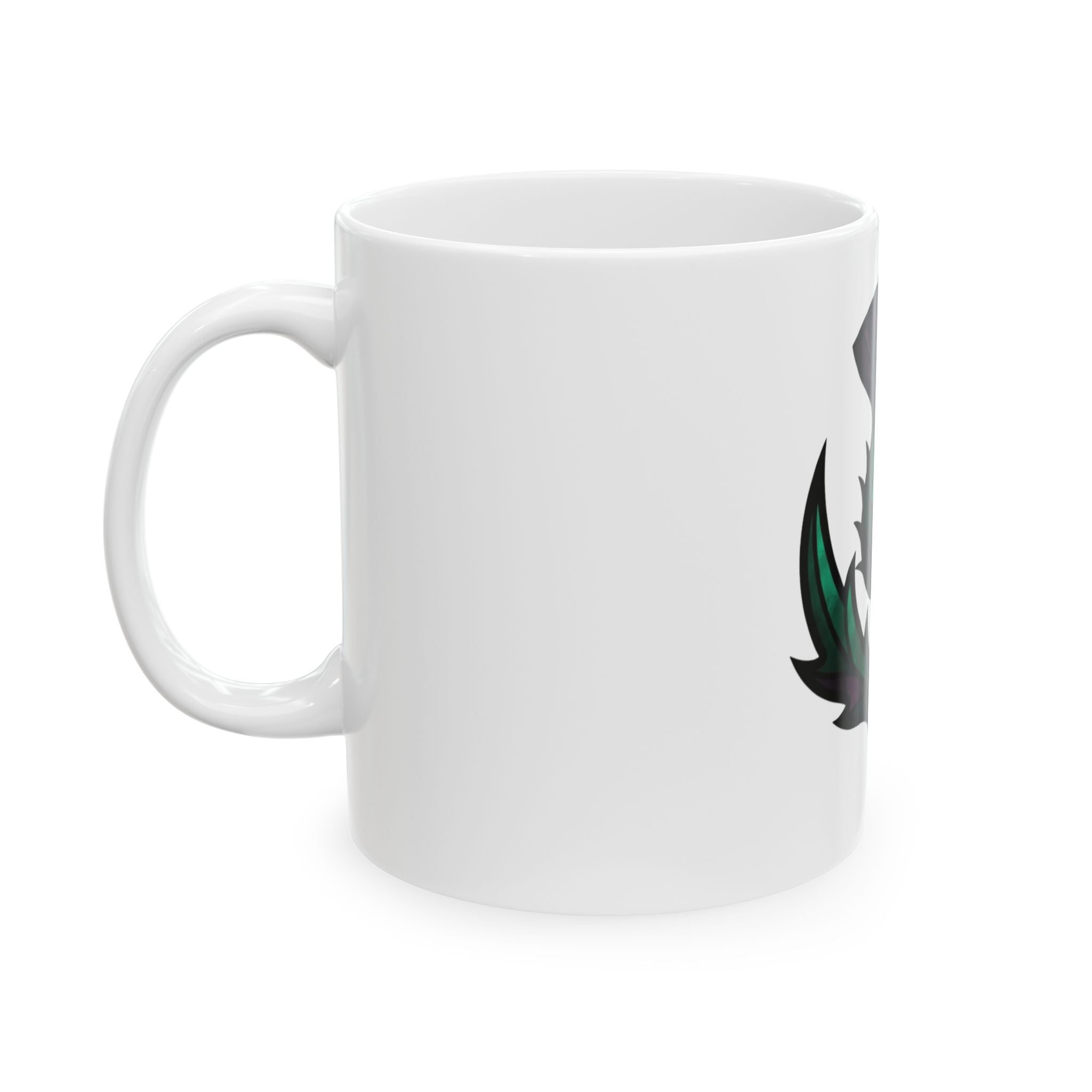 "Stained Glass Floral" White Ceramic Mug — Graphic