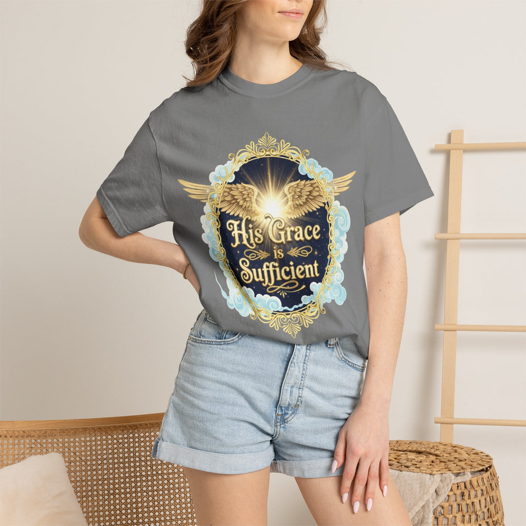 "His Grace is Sufficient" Unisex Garment-Dyed T-shirt