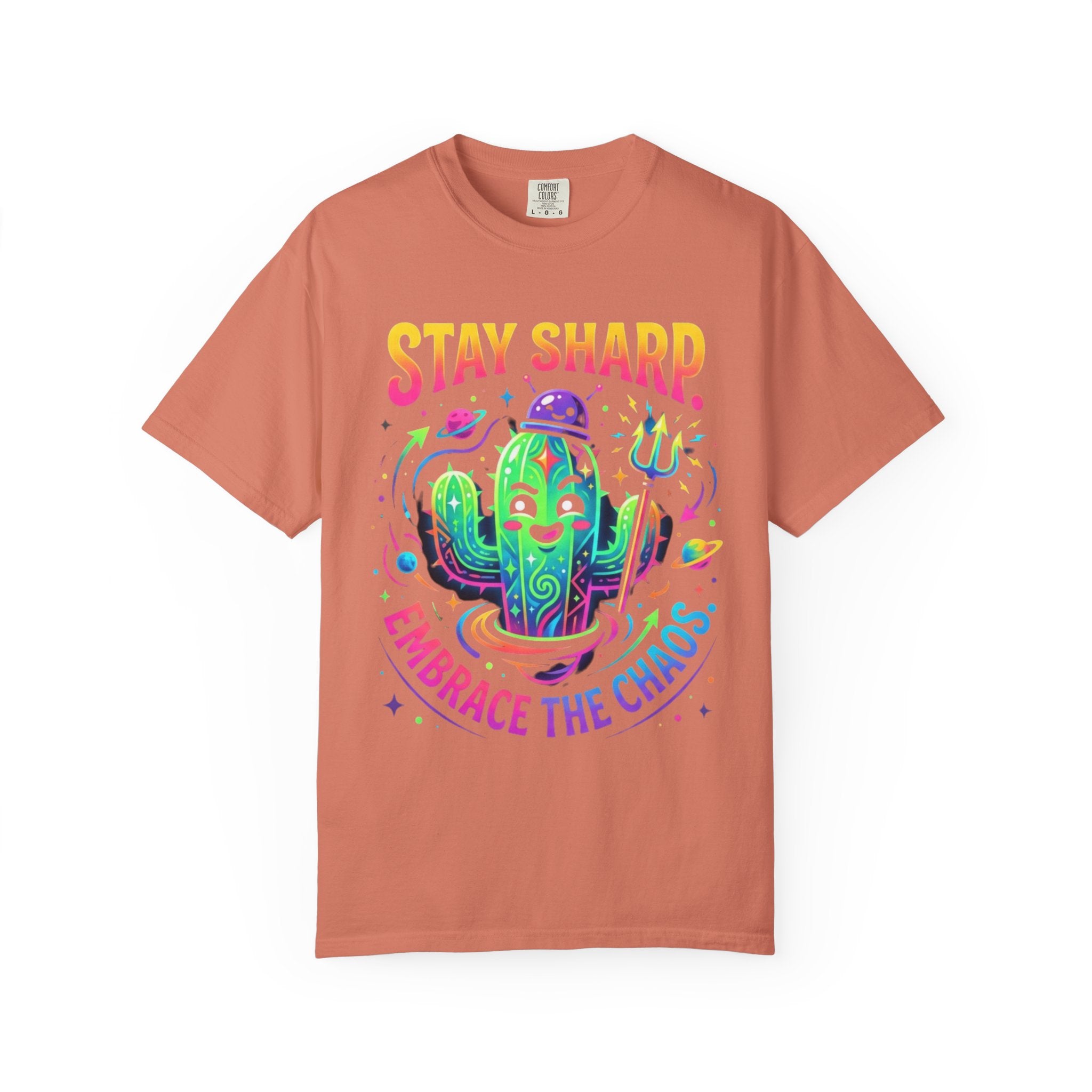 "Stay Sharp Embrace the Chaos" Unisex Garment-Dyed Tee