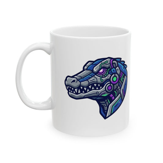 "Cyber Alligator" White Ceramic Mug — Graphic