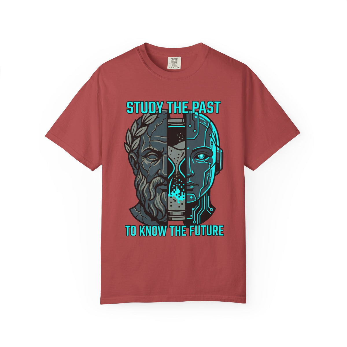 Color: Crimson | Study the Past Know the Future Unisex Garment-Dyed Tee
