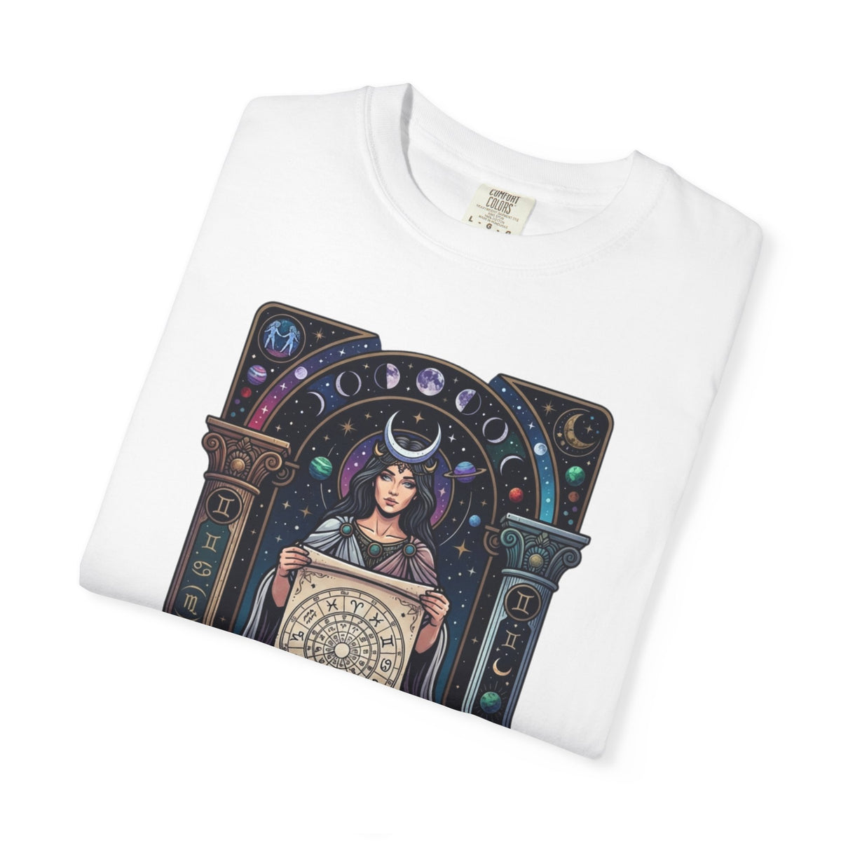 "The Cosmic Tarot (High Priestess)" Unisex Garment-Dyed Tee