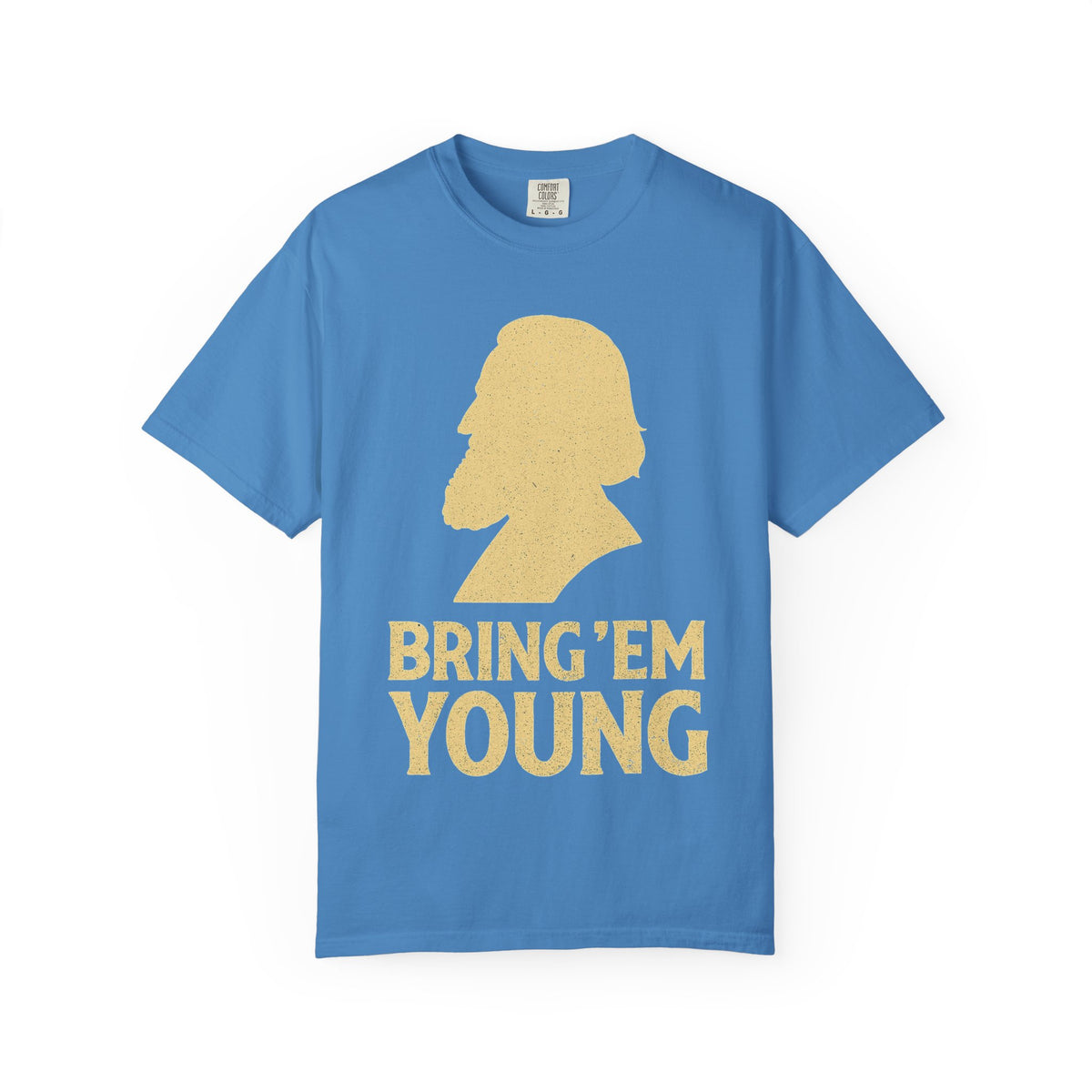 Color: Royal Caribe | Bring 'Em Young Unisex Garment-Dyed T-shirt