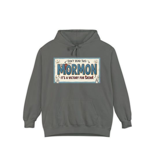 Color: Grey | Devil's Dictionary: Mormon Edition | Garment-Dyed Hoodie — AttitudeShirts