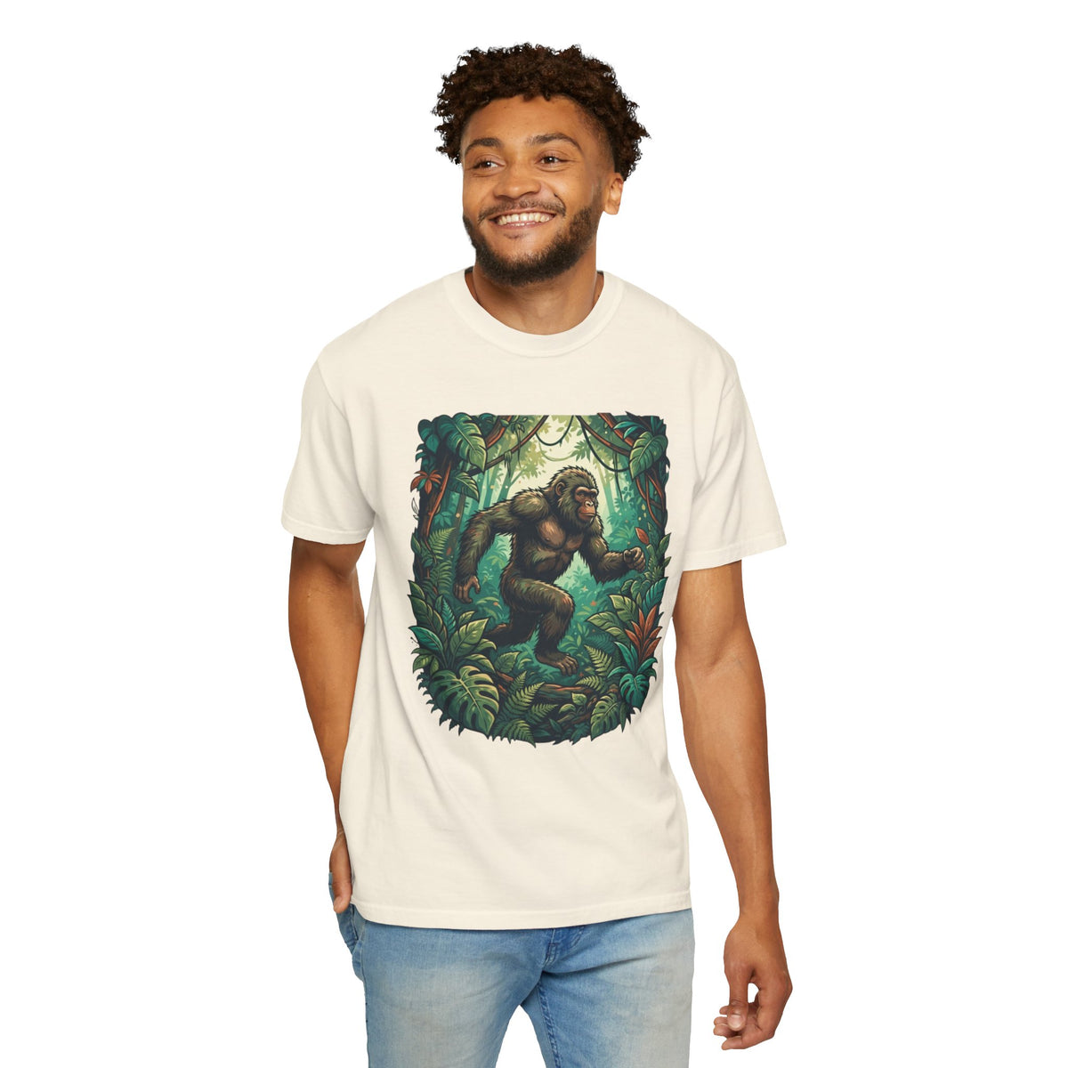 Color: Ivory | The Bukit Timah Monkey Man (Singapore) Unisex Garment-Dyed Tee