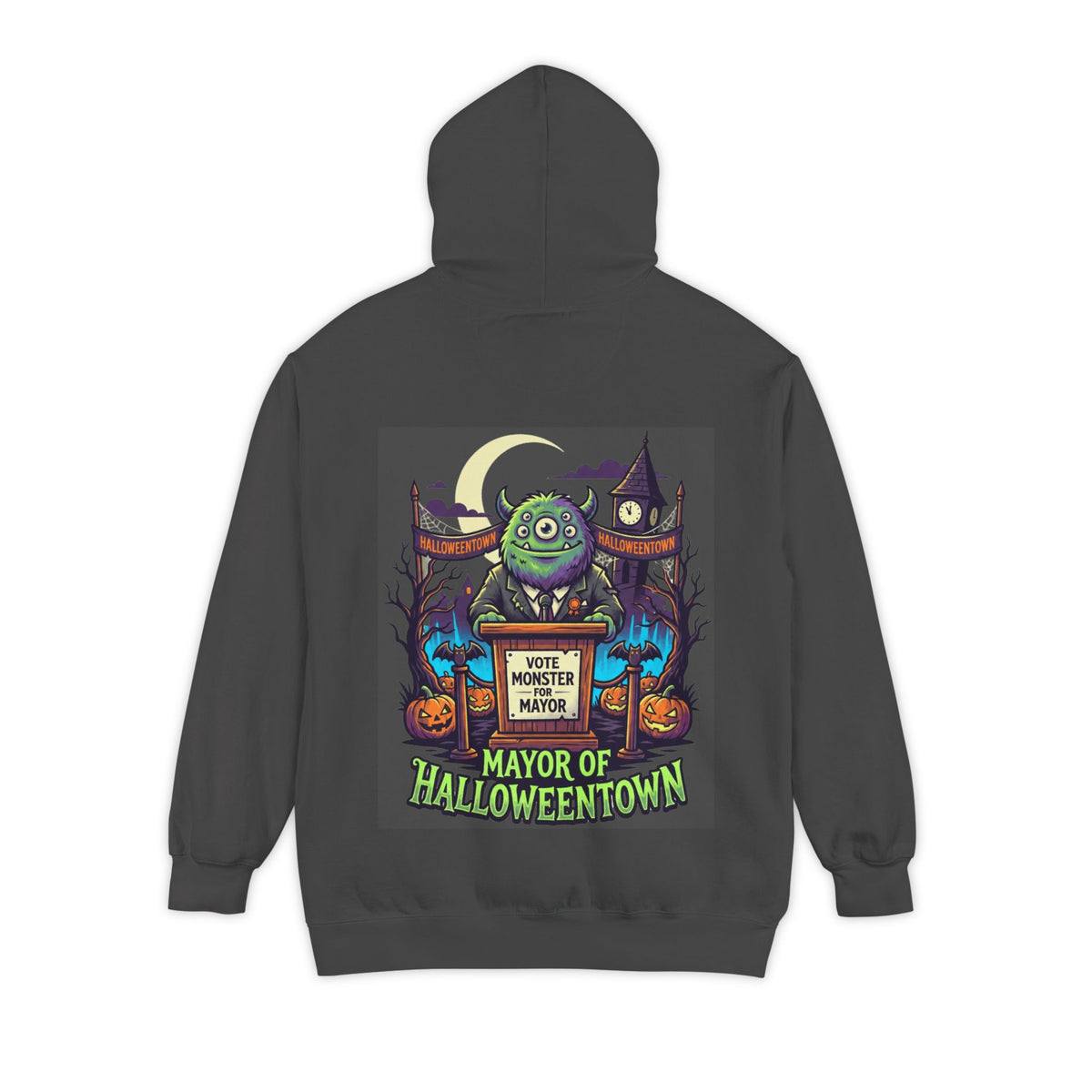 Color: Pepper | Vote Monster For Mayor Garment-Dyed Hoodie