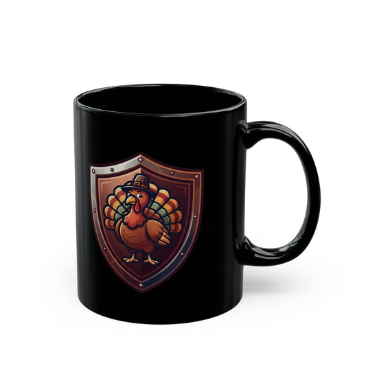 "My Thanksgiving Shield" Black Ceramic Mug — Graphic