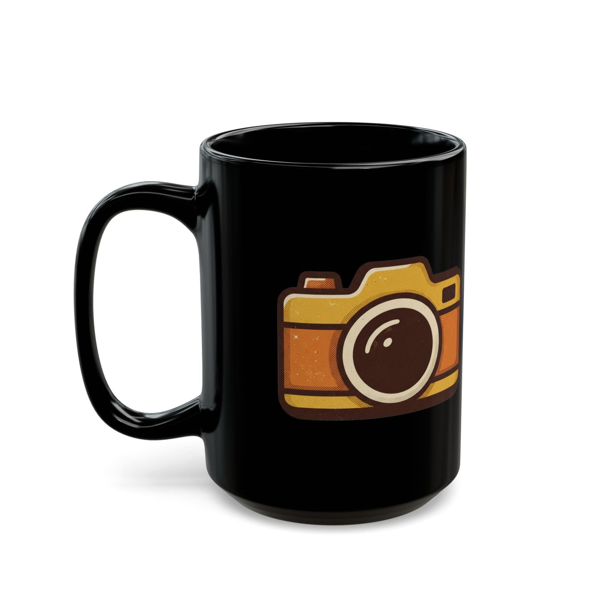 "Eyes Closed As Usual" Black Ceramic Mug — Graphic