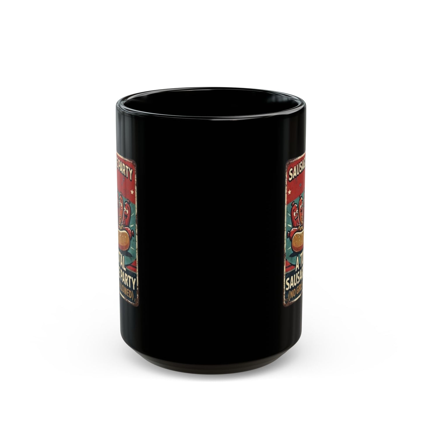 "Sausage Party" Black Ceramic Mug