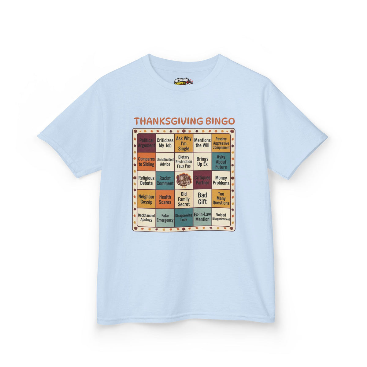 Color: Light Blue | Thankgiving Bingo Kids Tee