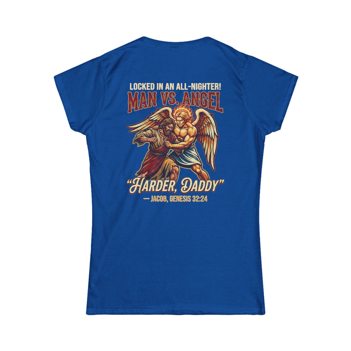Color: Royal | Good Book Series Man vs Angel Women's Tee