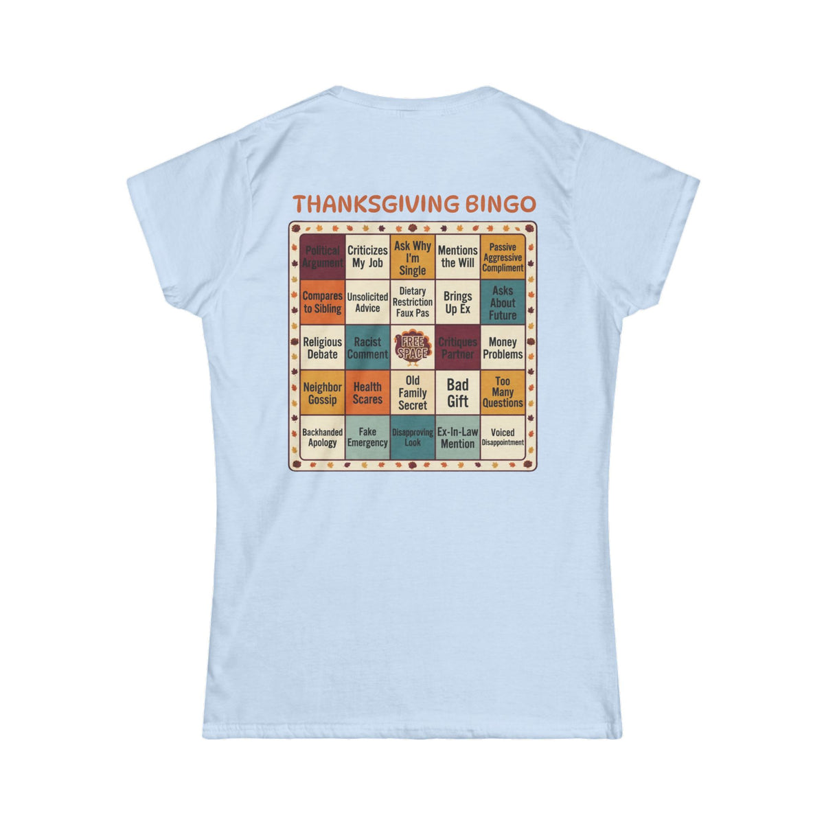 Color: Light Blue | Thankgiving Bingo Women's Tee