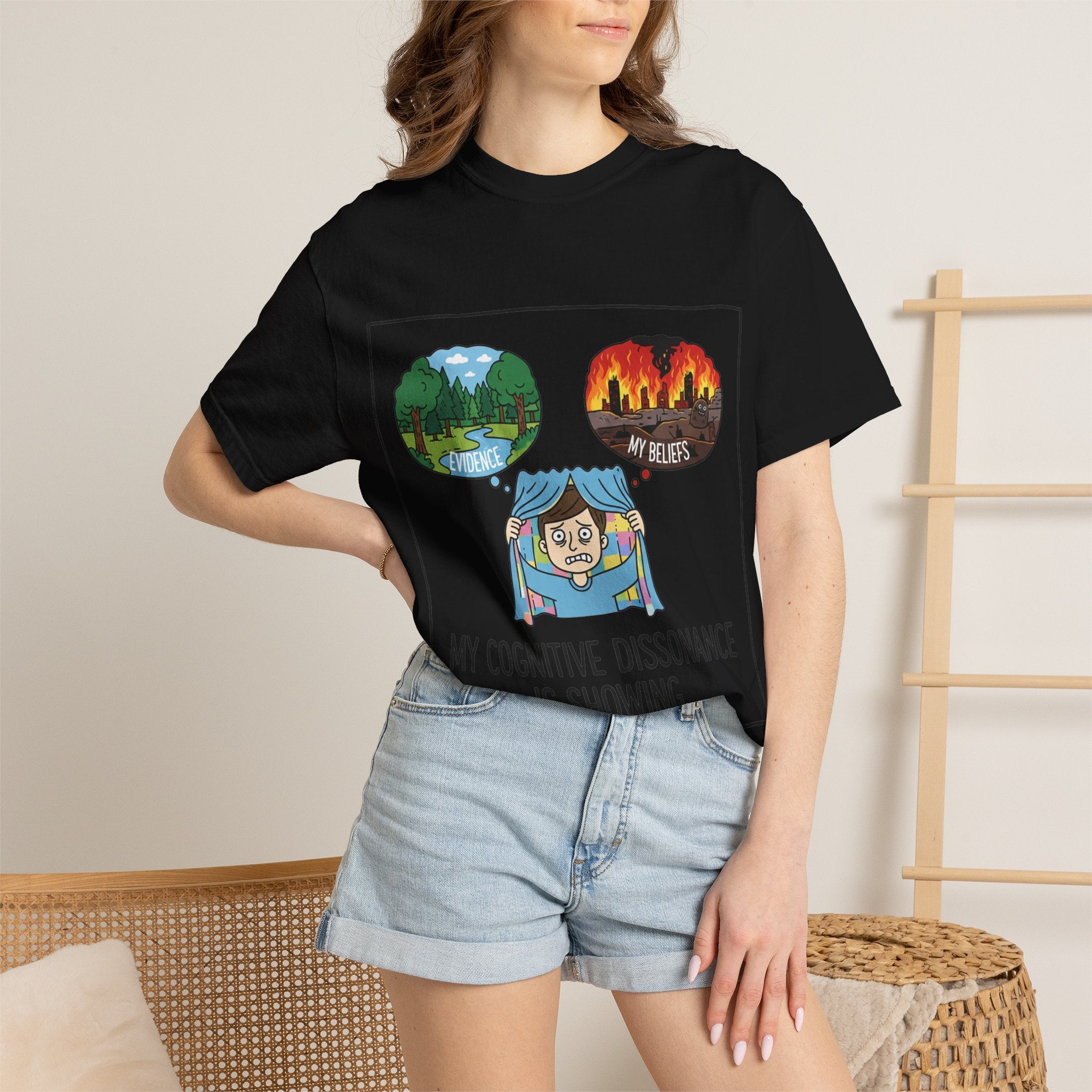"My Cognitive Dissonance Is Showing" Unisex Garment-Dyed T-shirt
