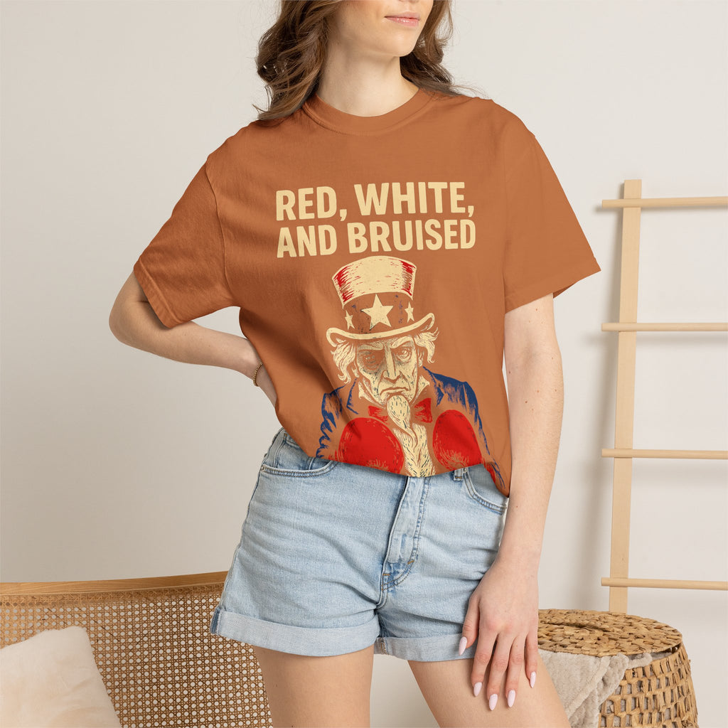 "RED, WHITE, AND BRUISED" Unisex Garment-Dyed T-shirt