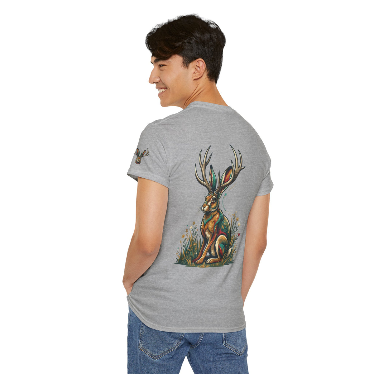 Color: Sport Grey | Jackalope (American Folklore) Premium Graphic Tee