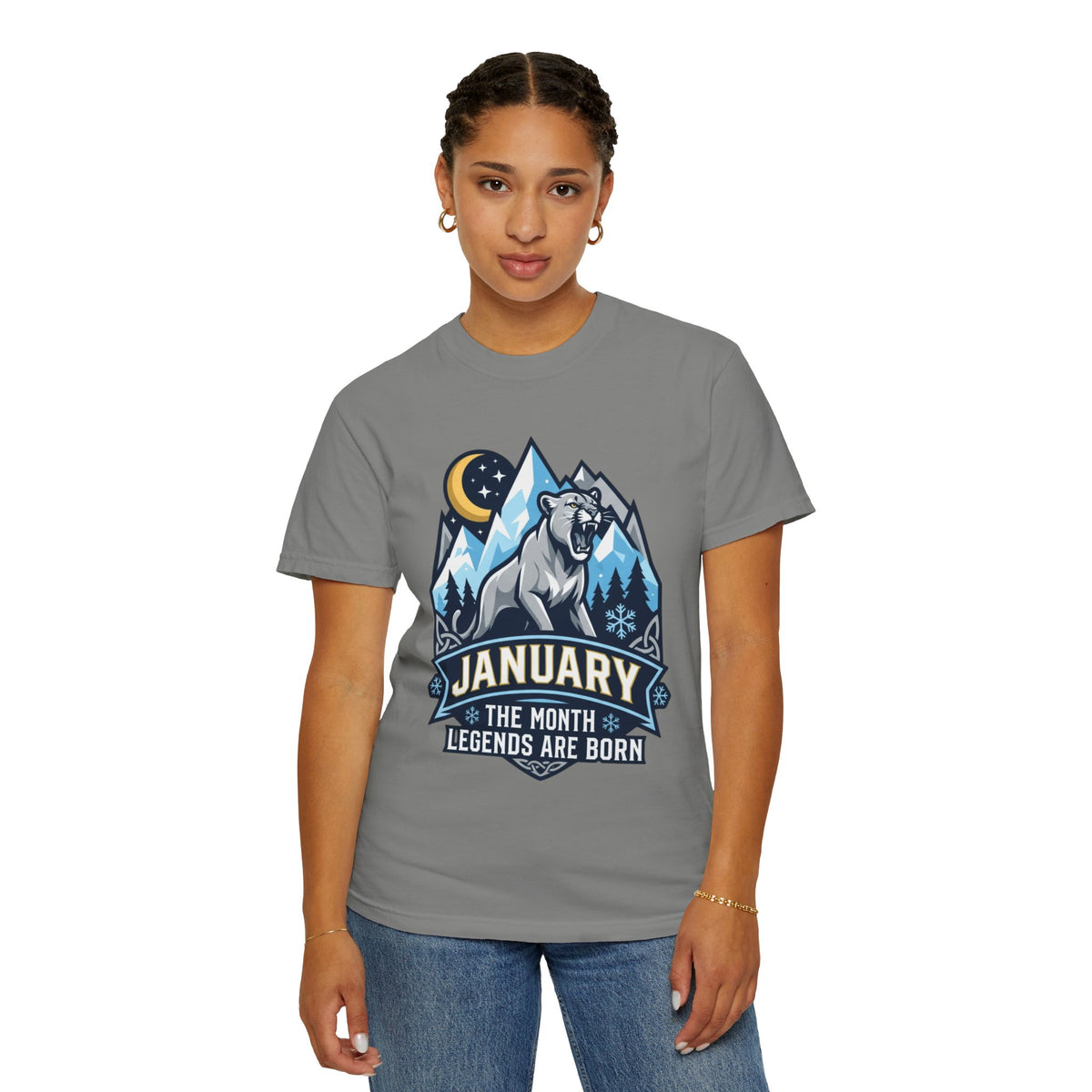 Color: Granite | January Legend Unisex Garment-Dyed Tee