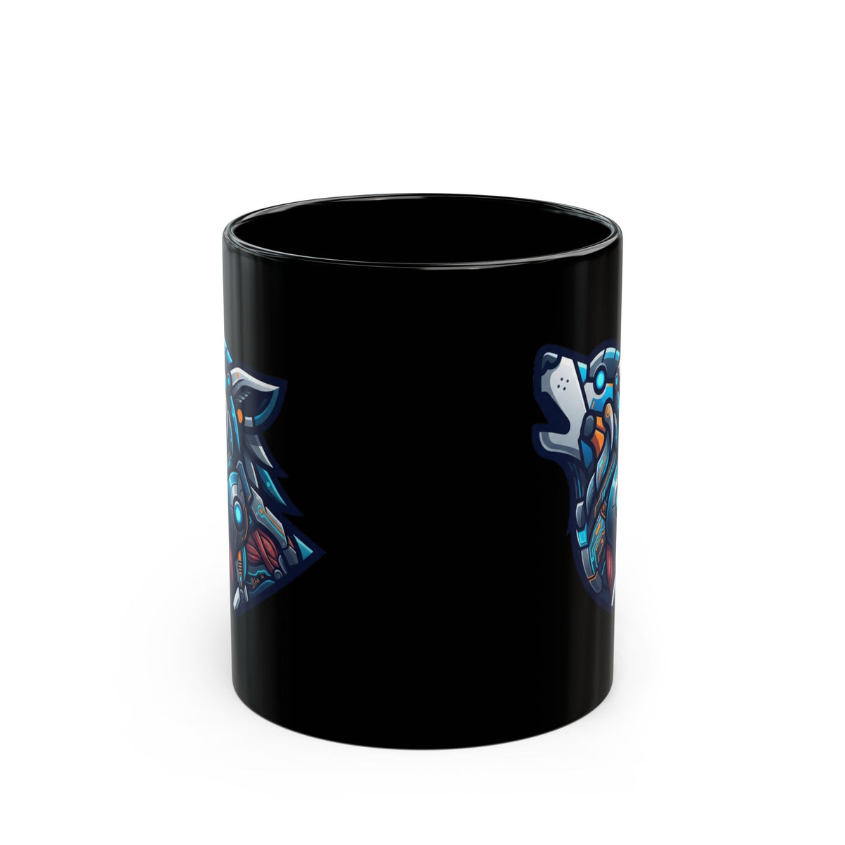 "Cyber Wolf" Black Ceramic Mug — Graphic