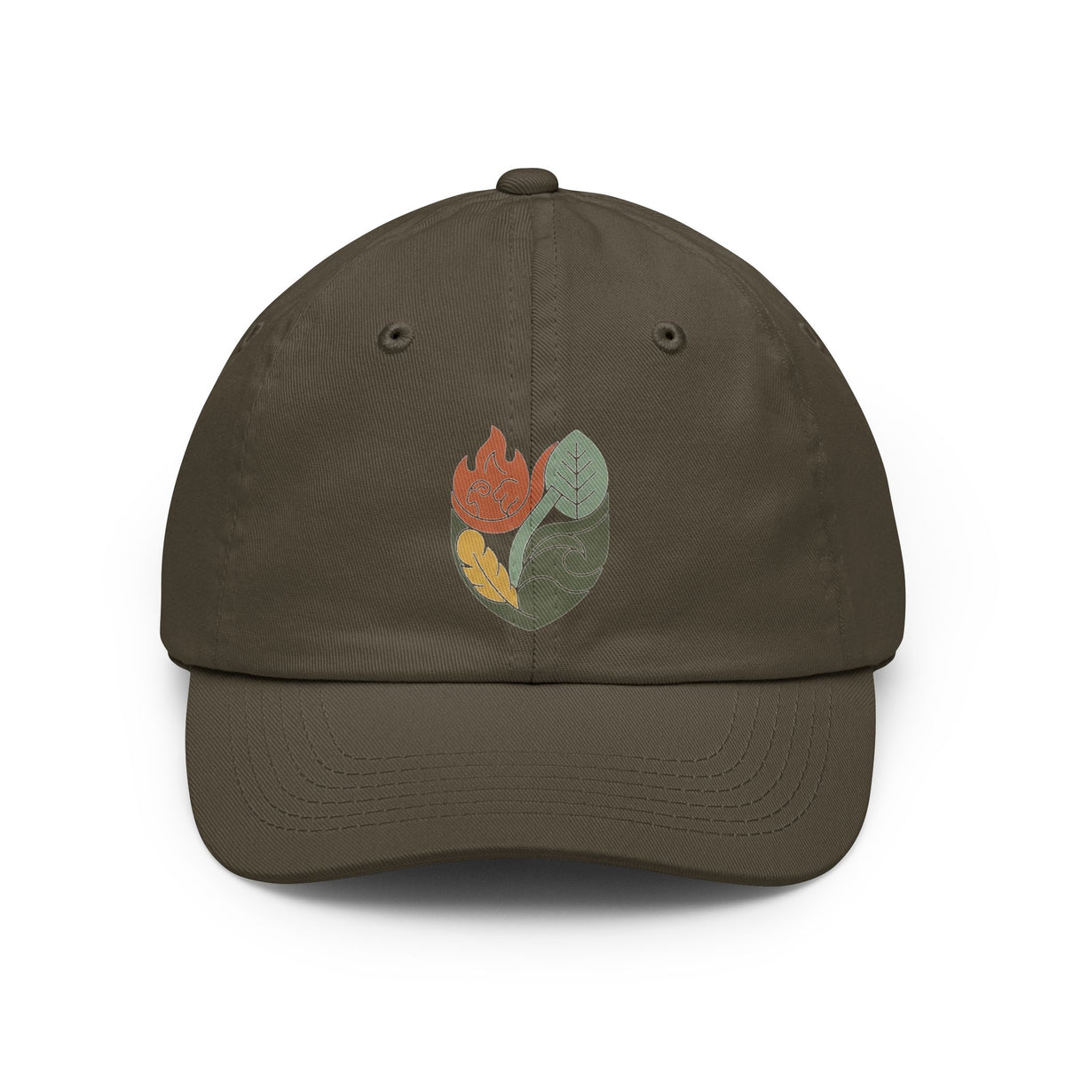Color: Olive | Four Elements- Fire, Earth, Air, Water Dad Hat — Graphic
