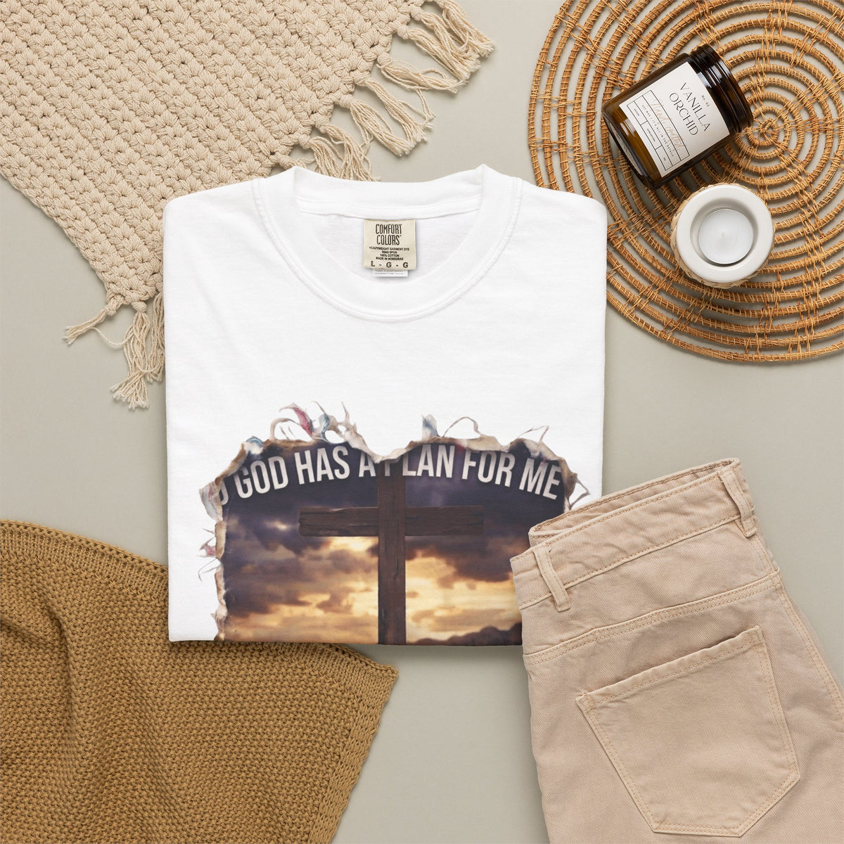 "God Has A Plan For Me" Unisex Garment-Dyed Tee
