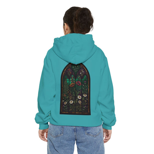 "Stained Glass Floral" Garment-Dyed Hoodie