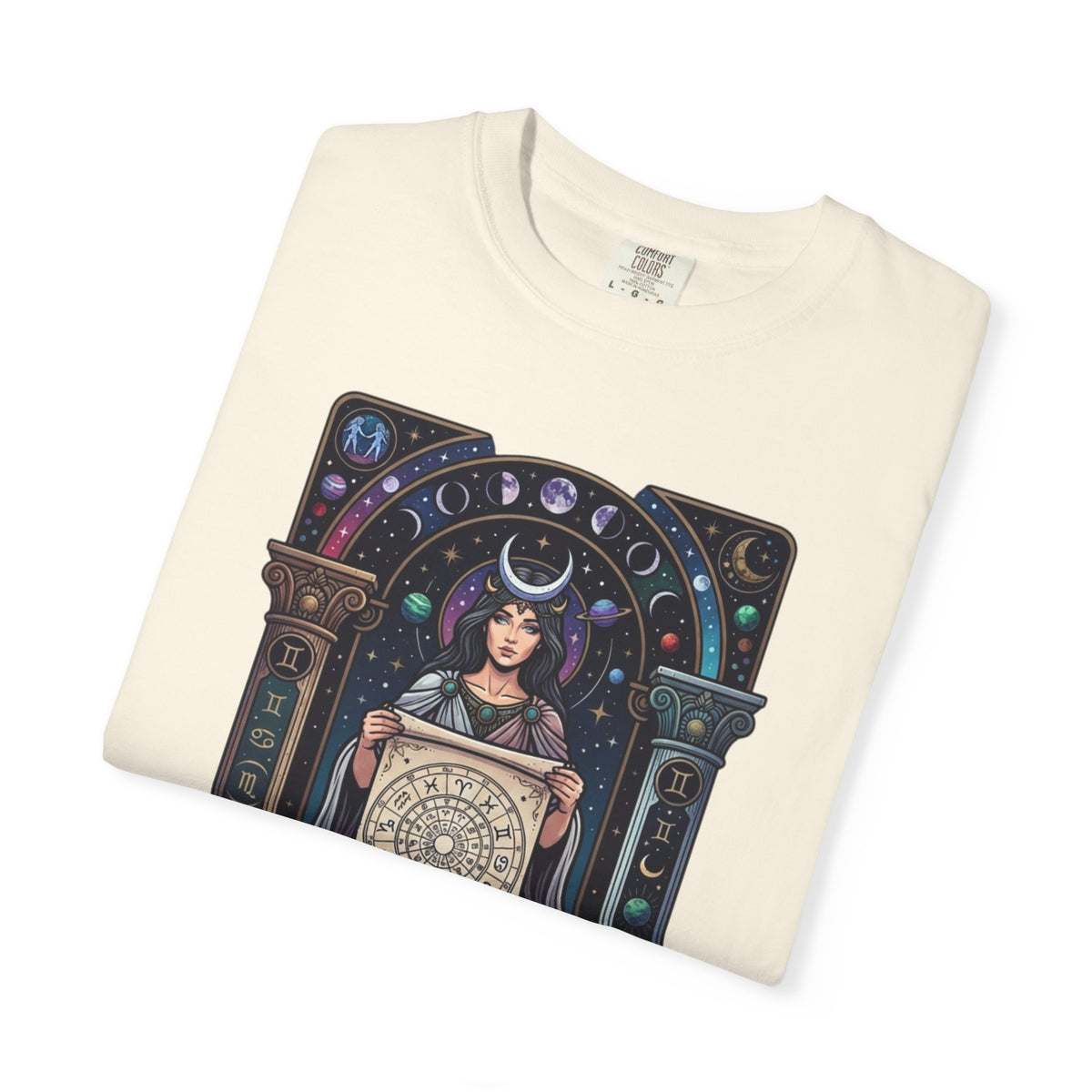 "The Cosmic Tarot (High Priestess)" Unisex Garment-Dyed Tee