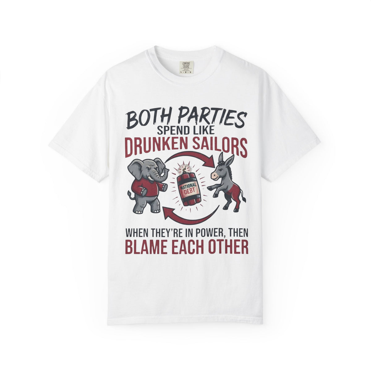 Color: White | Protest Series - Audit The Spending Unisex Garment-Dyed Tee