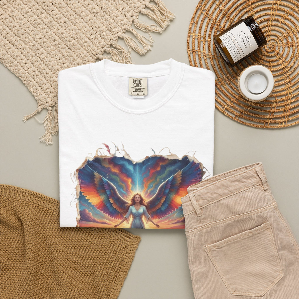 "Rainbow Angel" Unisex Garment-Dyed Tee