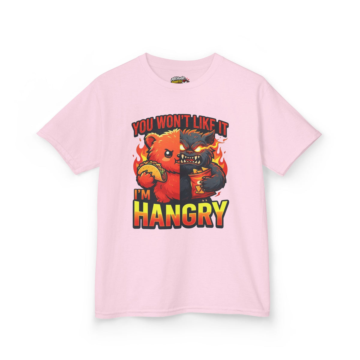 Color: Light Pink | You Won't Like It I'm Hangry Kids Tee