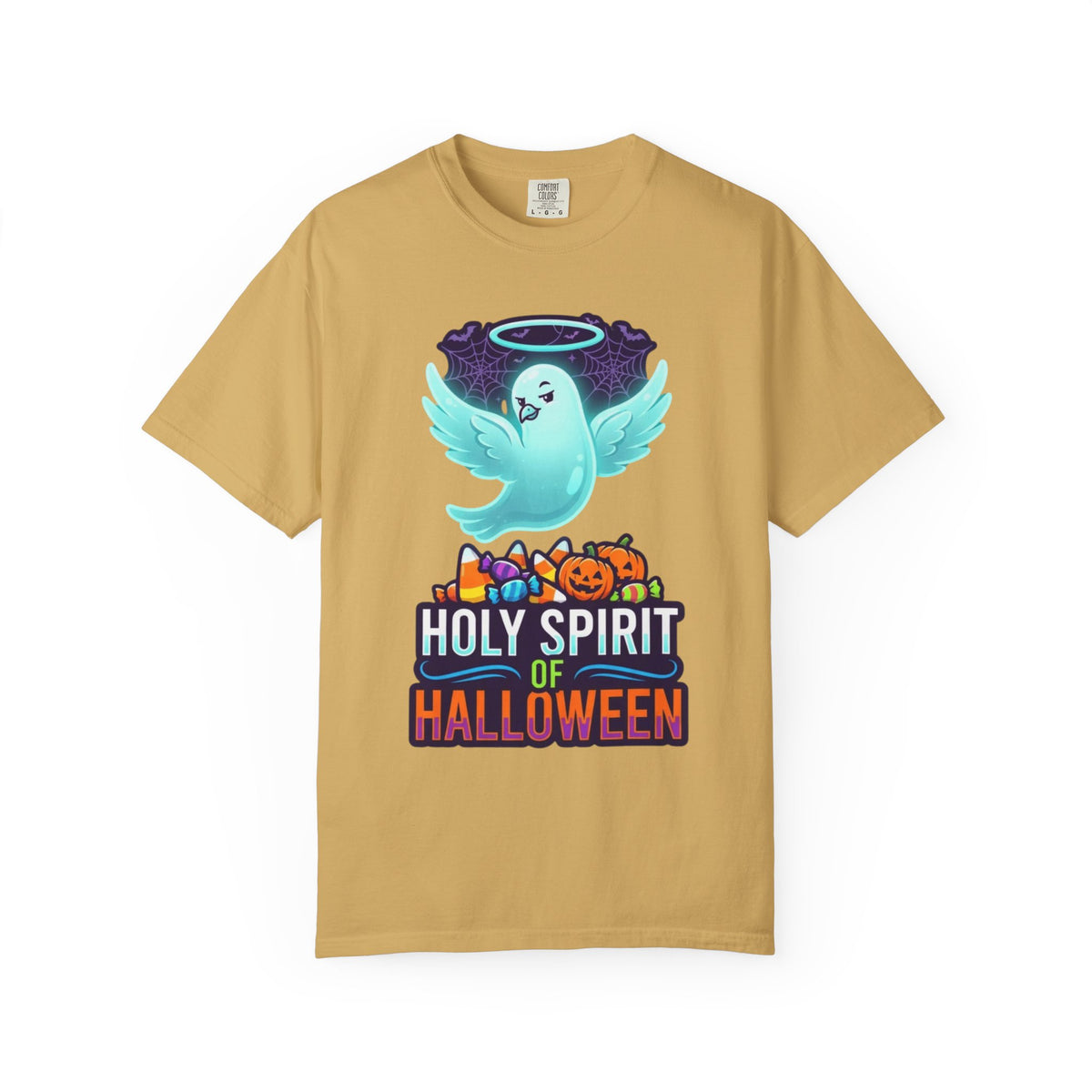Color: Mustard | Holy Spirit of Halloween Unisex Garment-Dyed Tee