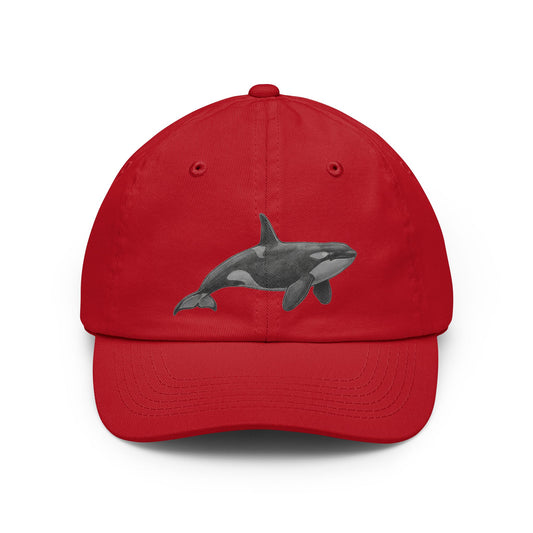 Color: Red | Pencil Sketch Art Orca Dad Hat