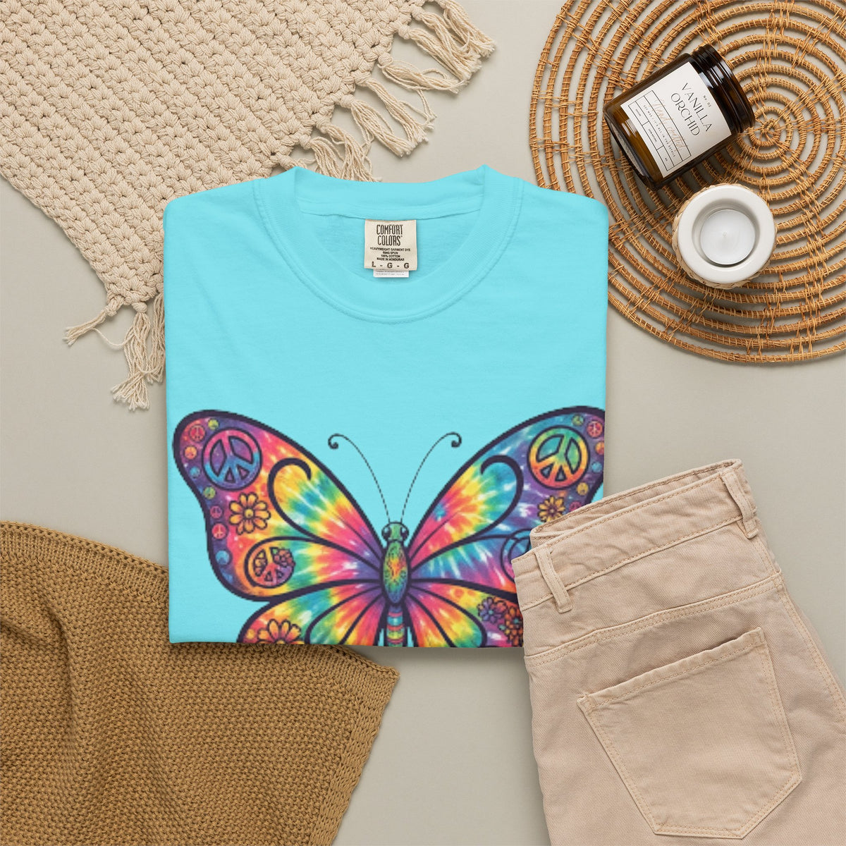 "Hippy Butterfly" Unisex Garment-Dyed Tee