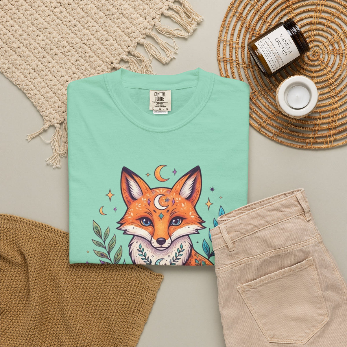 "Hippy Fox" Unisex Garment-Dyed Tee