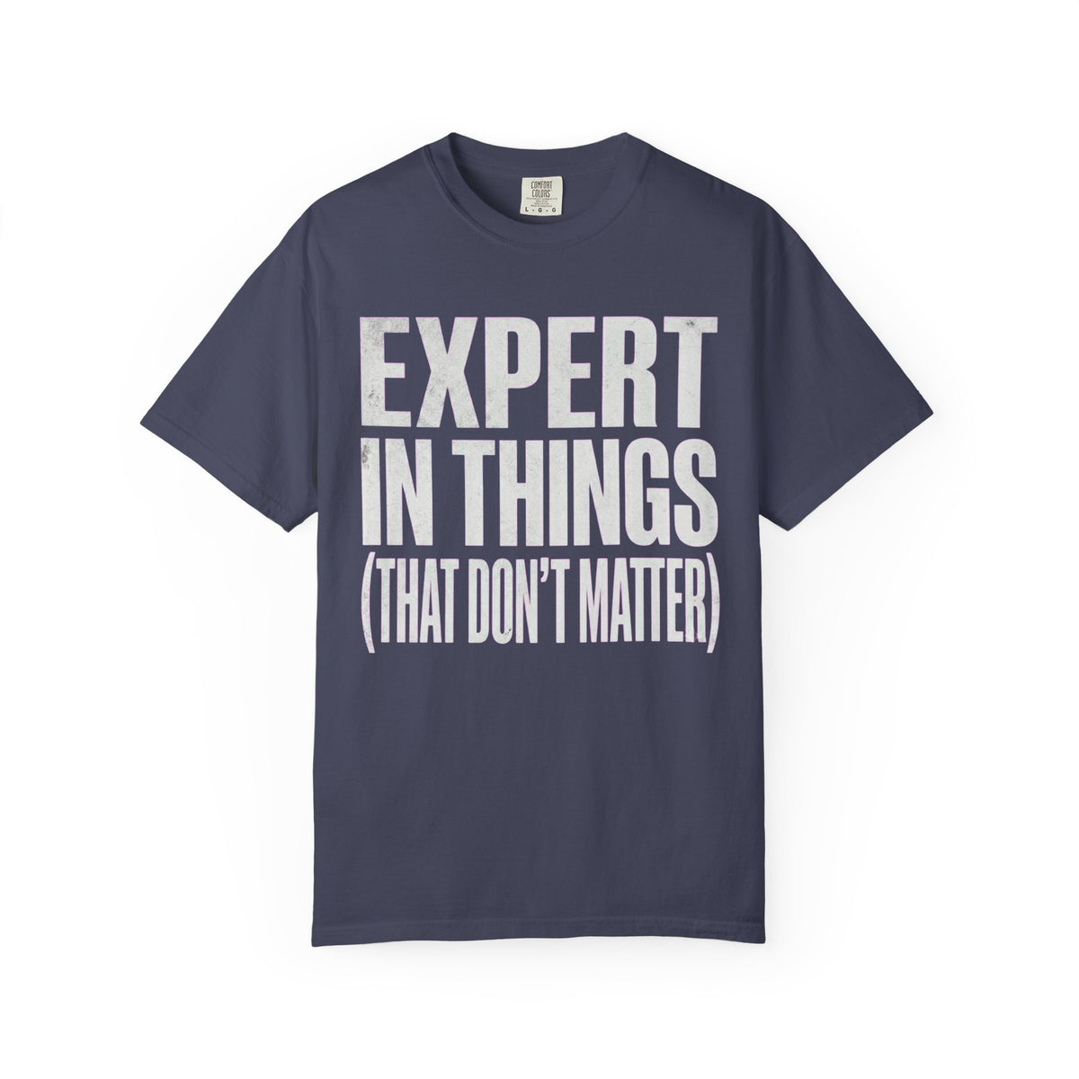 Color: Denim | Expert In Things Unisex Garment-Dyed Tee