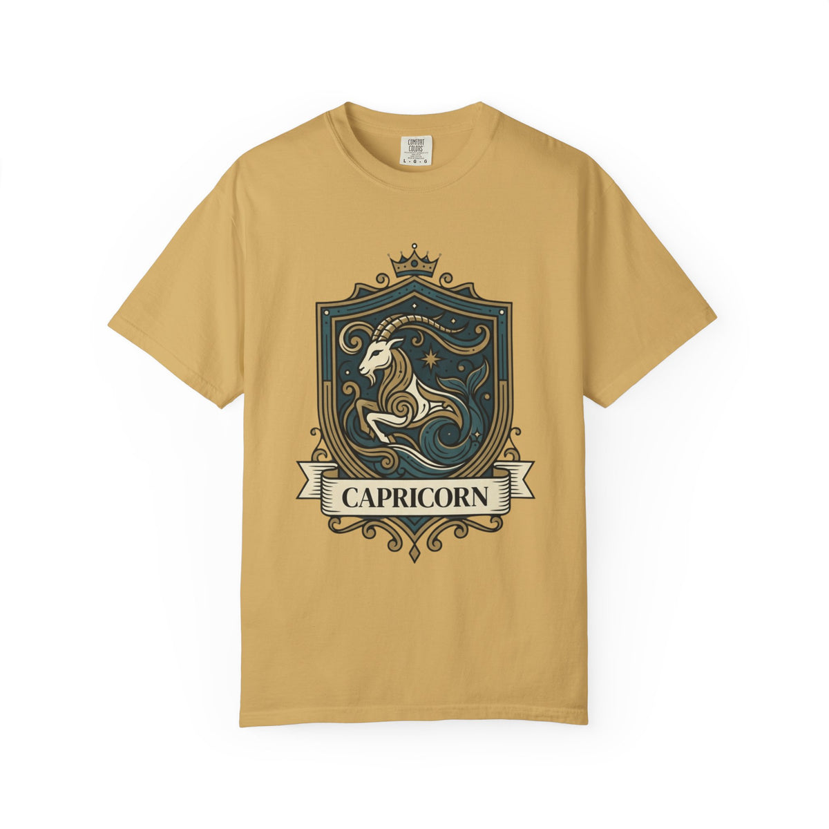 "Capricorn- The Sea-Goat Crest" Unisex Garment-Dyed Tee