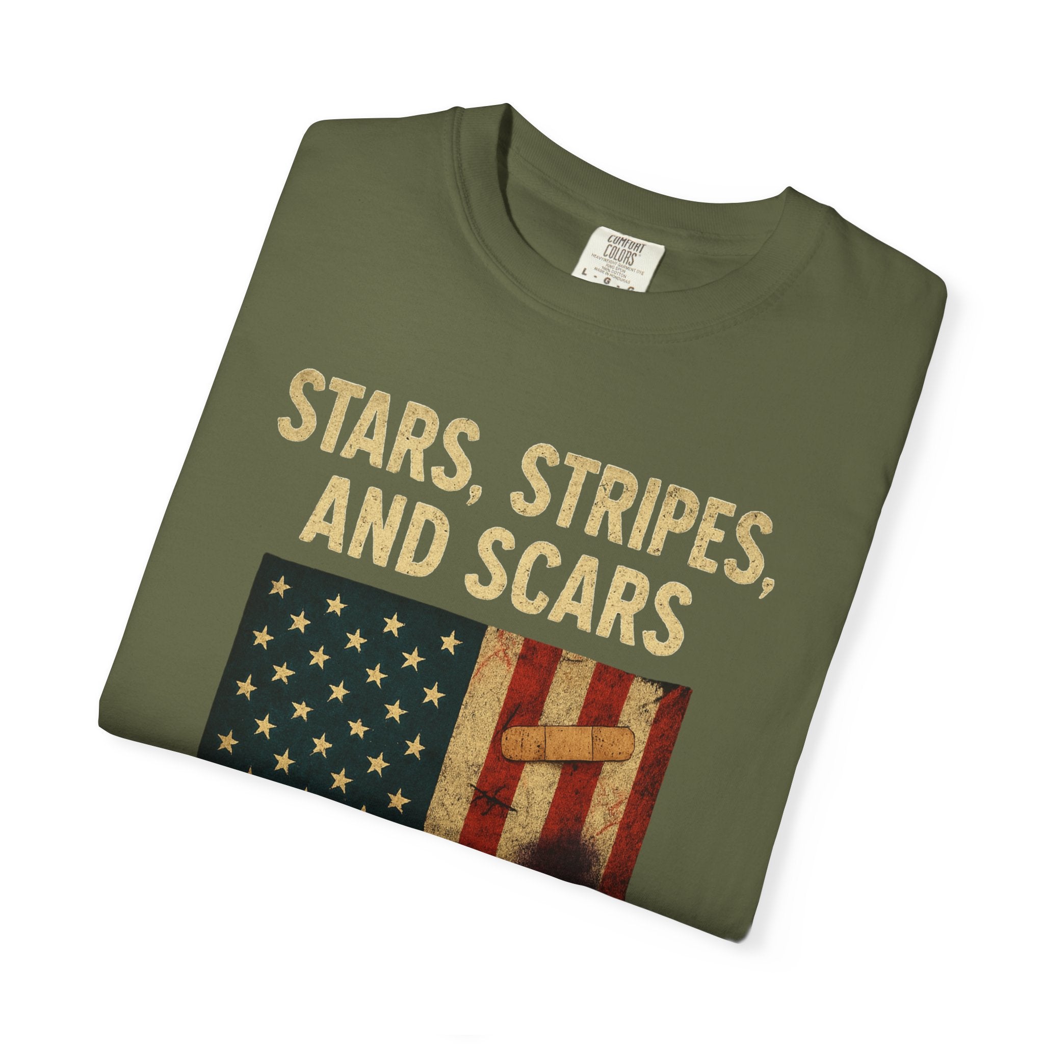 "STARS, STRIPES, AND SCARS" Unisex Garment-Dyed T-shirt
