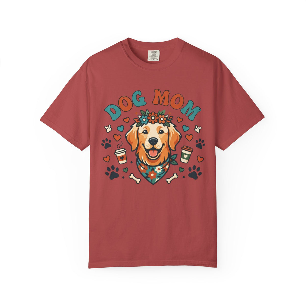 Color: Crimson | Dog Mom Unisex Garment-Dyed Tee