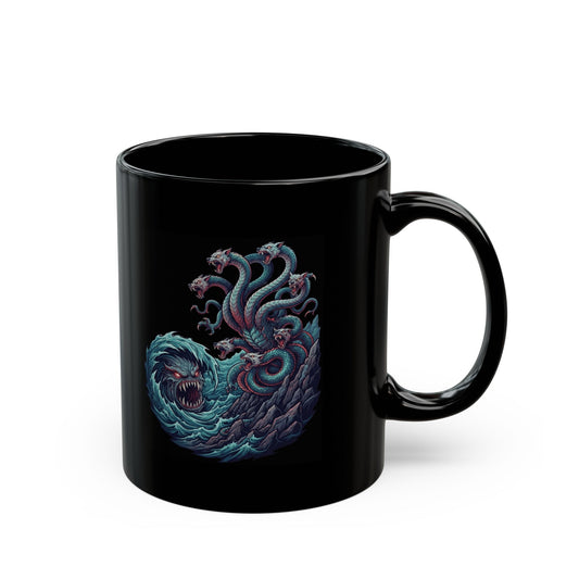 "Charybdis and Scylla (Greek Mythology)" Black Ceramic Mug