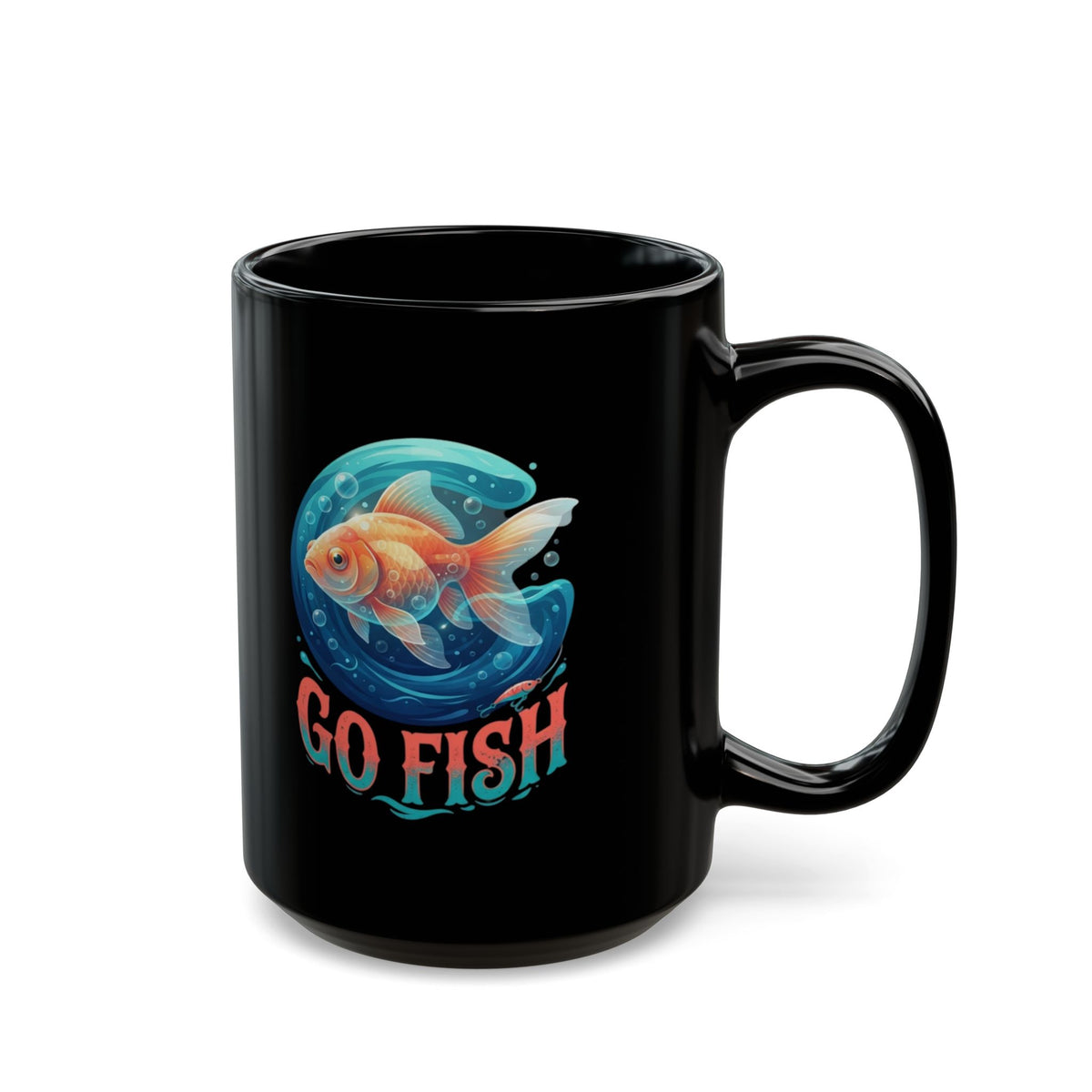 "Go Fish" Black Ceramic Mug