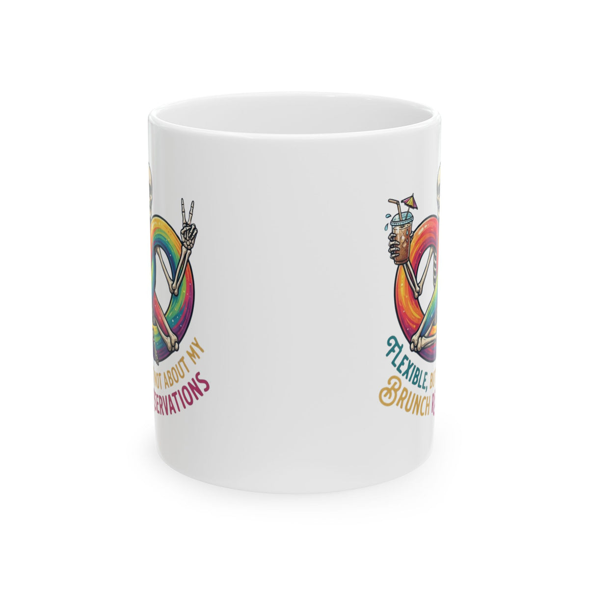 "Flexible But Not About Brunch" White Ceramic Mug